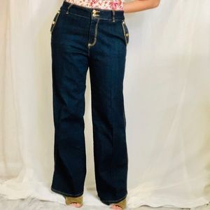 Ashley Stewart wide leg dark wash denim jeans